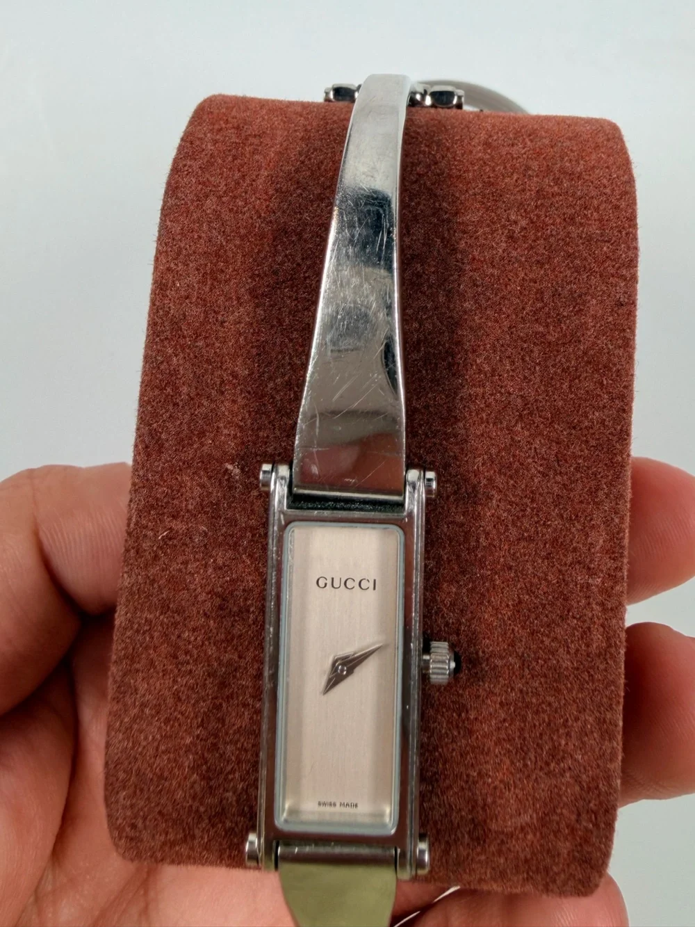 Gucci Silver Slim Rectangular Bangle Watch